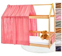 Lovely Hippo Tela Cama Casita para Cama Montessori - Dosel Cama Compatible Cama Casita Montessori 80x160 y 90x190 cm (Rosa empolvada/Oro + Bolsa de Almacenamiento, Modelo 1 + Bolsa de Almacenamiento)