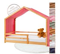 Lovely Hippo Tela Cama Casita para Cama Montessori - Dosel Cama Compatible Cama Casita Montessori 80x160 y 90x200 cm (Rosa empolvada/Oro, Modelo 2)