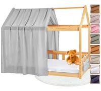 Lovely Hippo Tela Cama Casita para Cama Montessori - Dosel Cama Compatible Cama Casita Montessori 80x160 y 90x190 cm (Gris + Bolsa de Almacenamiento, Modelo 1 + Bolsa de Almacenamiento)