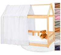 Lovely Hippo Tela Cama Casita para Cama Montessori - Dosel Cama Compatible Cama Casita Montessori 80x160 y 90x190 cm (Blanco/Oro, Modelo 1)