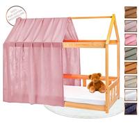 Lovely Hippo Tela Cama Casita para Cama Montessori - Dosel Cama Compatible Cama Casita Montessori 80x160 y 90x190 cm (Pétalo/Oro, Modelo 1)