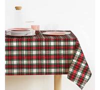 Lovely Home Mantel Navideño Rectangular de Tela Teñida con Hilo Lurex Tartan Producido En Italia, Mantel Navideño Made In Italy, Diseño Escocés (140x140, Blanco)