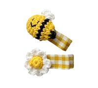 Lovely Honeybees - Horquilla para el pelo, diseño de pico de pato, pasador lateral de ganchillo a mano, accesorio elástico para peinar el cabello, 2 unidades