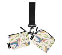 Lovely Humming Bird - Tarjeteros para mujer, tamaño compacto, monedero, llavero con llavero para el trabajo, viajes, 2 unidades, billetera de mujer para tarjetas