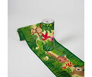 Lovely Kids Cenefas Adhesivas Para Los Niños Jungle Friends 5.00 m x 0.155 m Verde De Colores Amarillo Fabricado en Alemania de A.S. Création 403725