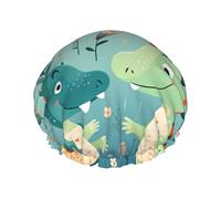 Lovely Little Dinosaur Baby Gorro de ducha doble impermeable para mujer, gorro de ducha para baño y hogar, gorro de ducha reutilizable, gorro de ducha para mujer,
