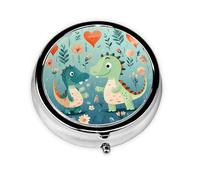 Lovely Little Dinosaur Baby - Pastillero redondo, ligero y portátil, con 3 insertos de plástico, adecuado para llevar en bolsillos o carteras.