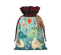 Lovely Little Dinosaur - Bolsa de regalo de Papá Noel para Navidad, caramelos, bolsas de tela con cordón, ideal para envolver regalos y celebraciones festivas