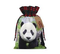 Lovely Panda Walking On The Grassland - Bolsas con cordón para regalo, bolsas de correo para boda, Navidad, bolsa de almacenamiento de tela para envolver regalos