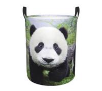 Lovely Panda Walking On The Grassland - Cesta circular para la ropa sucia con asas, impermeable, para almacenamiento de ropa sucia, dormitorio, baño