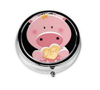 Lovely Pig Este pequeño pastillero redondo de viaje de tres compartimentos es perfecto para almacenar medicamentos diarios, vitaminas y sobre la marcha.