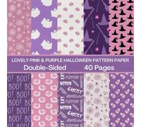 Lovely Pink & Purple Halloween Scrapbook Paper 40 Pages 20 Sheets: Double Sided Pattern Paper for Scrapbooking, Card Making, Origami, DIY and More