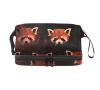 Lovely Red Panda - Neceser de doble capa para mujeres y niñas, neceser de viaje, bolsa organizadora de maquillaje con compartimento para brochas, multicolor, 27x15x14 cm/10.6x5.9x5.5 in, Neceser