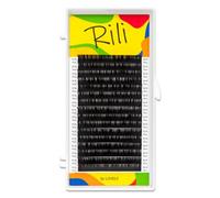 LOVELY Rili Black - Extensiones de pestañas individuales en color negro - B Curl, 0,10 mm de grosor, 15 mm de longitud, 16 líneas - pestañas postizas - Extensiones profesionales para estilistas de