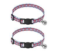 Lovely Stripe - Collares para cachorros, diseño de estrellas, color blanco, rojo y azul, con hebilla de liberación rápida para hembras, 2 paquetes