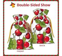 Lovely Sweet Red Cherry 3 - Bolsa de dulces con cordón para Navidad, bolsas reutilizables para envolver regalos de fiesta