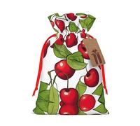 Lovely Sweet Red Cherry 3 - Bolsa de dulces con cordón para Navidad, bolsas reutilizables para envolver regalos de fiesta