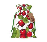 Lovely Sweet Red Cherry 3 - Bolsa de dulces con cordón para Navidad, bolsas reutilizables para envolver regalos de fiesta
