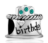 lovelyjewelry feliz tarta de cumpleaños velas de cristal encanto sintético jan-december simulado Birthstone perlas de vacaciones