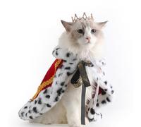 Lovelyshop Colección de Disfraces de Perro/Gato en Serie de Mascotas con Capa y Corona de Oro para Halloween, Rey Reina príncipe y Princesa Cosplay-S