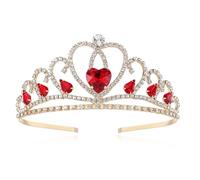 Lovelyshop Encantadora tiara dorada con corazón rojo para niñas pequeñas para fiestas de princesa y disfraces