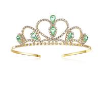Lovelyshop Green Gems Rhinestone Gold Tiara for Little Kid Big Kid Prom Birthday Prinecess Crown