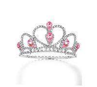 Lovelyshop Pet Series Pink Gem Rhinestone Dog/Cat Tiara Crown para Accesorios de Pelo de Disfraces -Tamaño Mediano