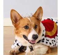 Lovelyshop Serie de Mascotas Chapado en Plata Perla de Diamantes de imitación Real Corona Redonda Completa para Perro/Gato para Accesorios para el Cabello de Disfraces-Tamaño Mediano