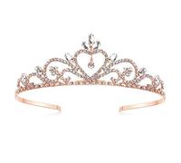 Lovelyshop Tiara de boda con diamantes de imitación de princesa, oro rosa