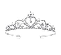 Lovelyshop Tiara de boda de princesa con diamantes de imitación para niñas en fiestas, bodas, color plateado