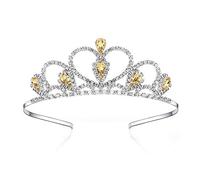 Lovelyshop Tiara de diamantes de imitación de gemas amarillas para niña en la fiesta de cumpleaños de la princesa de Halloween
