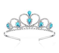 Lovelyshop Tiara de diamantes de imitación de gemas azules para niña en princesa de cumpleaños de Halloween