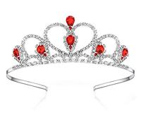 Lovelyshop Tiara de diamantes de imitación de gemas rojas para niña en la fiesta de cumpleaños de la princesa de Halloween