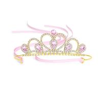 Lovelyshop Tiara de diamantes de imitación dorados con gemas coloridas para niños pequeños, grandes, graduación, cumpleaños, corona de princesa, Large, Diamante falso, Cristal