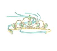 Lovelyshop Tiara de diamantes de imitación dorados con gemas coloridas para niños pequeños, grandes, graduación, cumpleaños, corona de princesa, Large, Diamante falso, Cristal