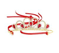 Lovelyshop Tiara de diamantes de imitación dorados con gemas coloridas para niños pequeños, grandes, graduación, cumpleaños, corona de princesa, Large, Diamante falso, Cristal