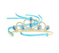 Lovelyshop Tiara de diamantes de imitación dorados con gemas coloridas para niños pequeños, grandes, graduación, cumpleaños, corona de princesa, Large, Diamante falso, Cristal