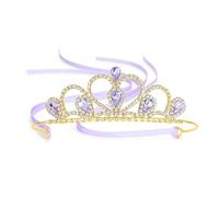 Lovelyshop Tiara de diamantes de imitación dorados con gemas coloridas para niños pequeños, grandes, graduación, cumpleaños, corona de princesa, Large, Diamante falso, Cristal