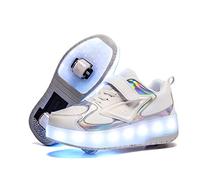 Lovelysi Zapatos con LED Ligero Doble Ruedas USB Recargable Niñas Niño Automática de Skate de Patìn Calzado de Deportes de Exterior Regalos de Cumpleaños Navidad