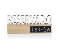 LoveMyBar - 6 uds Reservado con Mini Pizarra para Bar Restaurante - Base Madera Pino con Mini Pizarra Negra 2 Caras, Letrero Cartel Blanco PVC