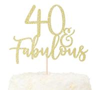 LOVENJOY 40 y Fabuloso Adorno Para Tarta de Cumpleaños con Purpurina Dorada Happy 40th Birthday Cake Topper Fiestas Decoración Para Tarta