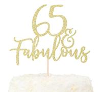 LOVENJOY 65 y Fabuloso Adorno Para Tarta de Cumpleaños con Purpurina Dorada Happy 65th Birthday Cake Topper Fiestas Decoración Para Tarta