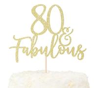 LOVENJOY 80 y Fabuloso Adorno Para Tarta de Cumpleaños con Purpurina Dorada Happy 80th Birthday Cake Topper Fiestas Decoración Para Tarta