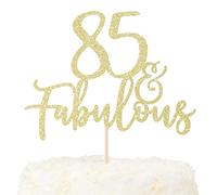 LOVENJOY 85 y Fabuloso Adorno Para Tarta de Cumpleaños con Purpurina Dorada Happy 85th Birthday Cake Topper Fiestas Decoración Para Tarta