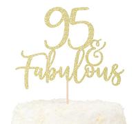 LOVENJOY 95 y Fabuloso Adorno Para Tarta de Cumpleaños con Purpurina Dorada Happy 95th Birthday Cake Topper Fiestas Decoración Para Tarta