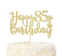 LOVENJOY Happy 85th Birthday Cake Topper 85 y Fabuloso Decoración Para Tarta de Cumpleaños Purpurina Dorada Adorno Para Tarta de Cumpleaños