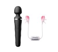 LOVENSE Domi 2 Masajeador Varita Vibrador + LOVENSE Gemini Pinzas de Pezones Vibratorias Estimulador de Pezones Ajustable para Mujeres Hombres Juegos de Pareja