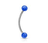 Lovepiercing - Piercing curvado, lengua, serpiente, acero quirúrgico inoxidable, antialérgico, Barbell Carla, color azul, Acero inoxidable