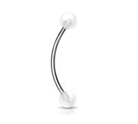 Lovepiercing - Piercing curvado, lengua, serpiente, acero quirúrgico inoxidable, antialérgico, Barbell Carla, color blanco, Acero inoxidable