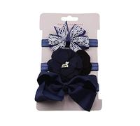 LovePlz 3 Unids/Ser Baby Girl Flower Bowknot Elástico Suave Diademas Banda para El Cabello Headwear para Bebés Recién Nacidos Bebés Niños Pequeños Niños Azul Marino